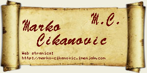Marko Čikanović vizit kartica